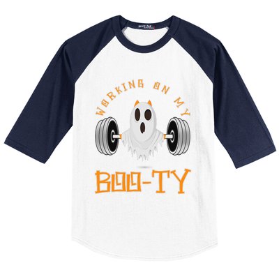 Funny Halloween Workout Gym Working On My Boo Ty Ghost Baseball Sleeve Shirt