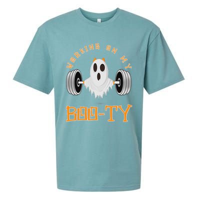 Funny Halloween Workout Gym Working On My Boo Ty Ghost Sueded Cloud Jersey T-Shirt