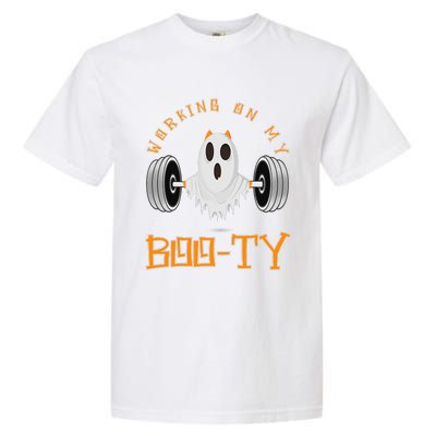 Funny Halloween Workout Gym Working On My Boo Ty Ghost Garment-Dyed Heavyweight T-Shirt