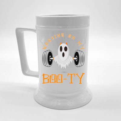 Funny Halloween Workout Gym Working On My Boo Ty Ghost Beer Stein