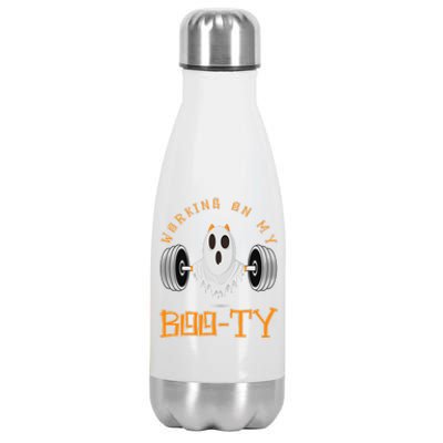 Funny Halloween Workout Gym Working On My Boo Ty Ghost Stainless Steel Insulated Water Bottle