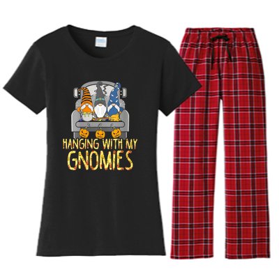 Funny Hanging With My Gnomies Halloween Gnome Women's Flannel Pajama Set