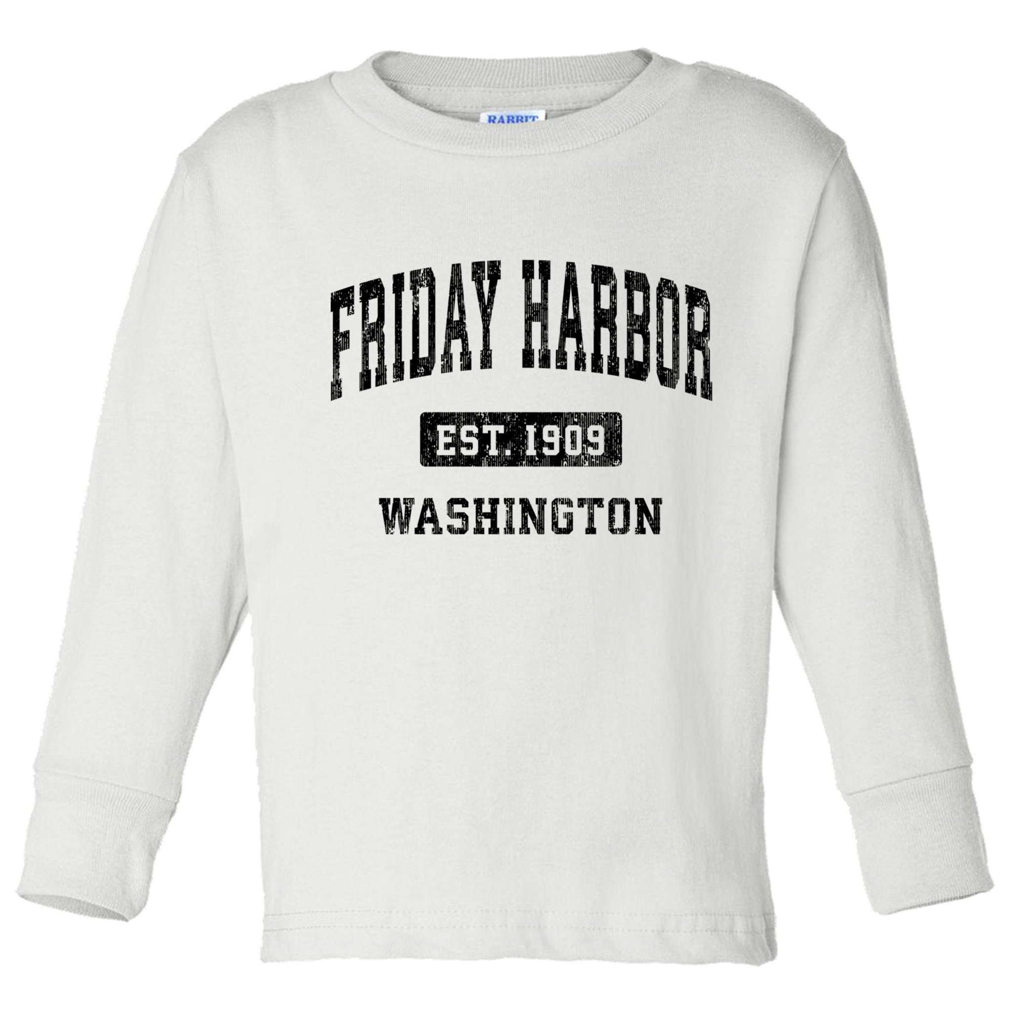 Friday Harbor Washington Wa Vintage Established Athletic Sports Design Toddler Long Sleeve Shirt