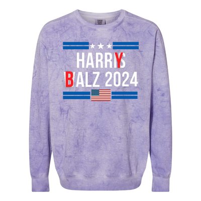 Funny Harris Walz 24 Harry Balz 2024 Meme Democratics Vote Colorblast Crewneck Sweatshirt