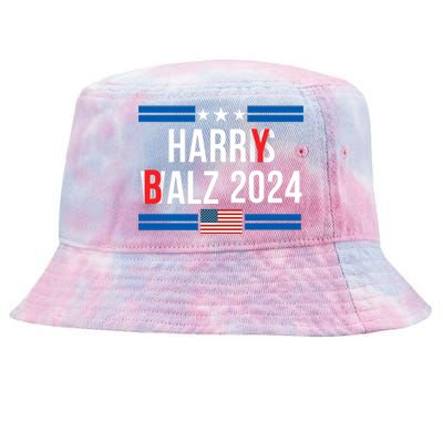 Funny Harris Walz 24 Harry Balz 2024 Meme Democratics Vote Tie-Dyed Bucket Hat