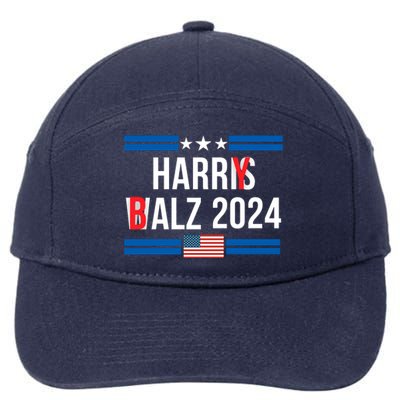 Funny Harris Walz 24 Harry Balz 2024 Meme Democratics Vote 7-Panel Snapback Hat