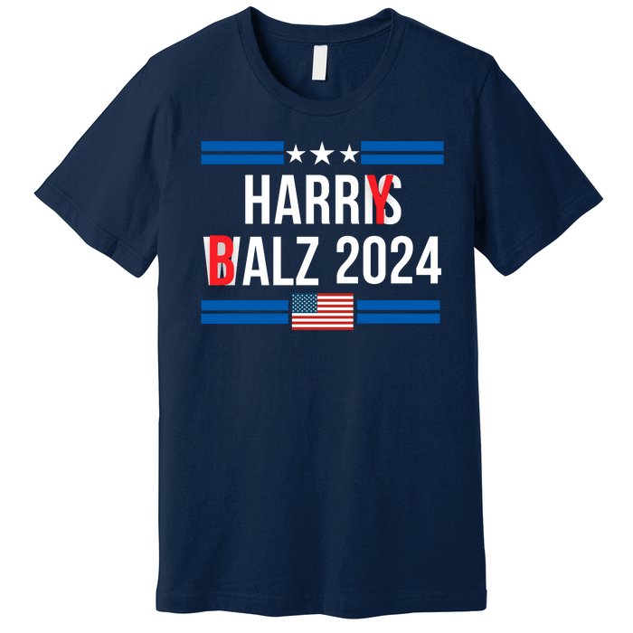 Funny Harris Walz 24 Harry Balz 2024 Meme Democratics Vote Premium T-Shirt