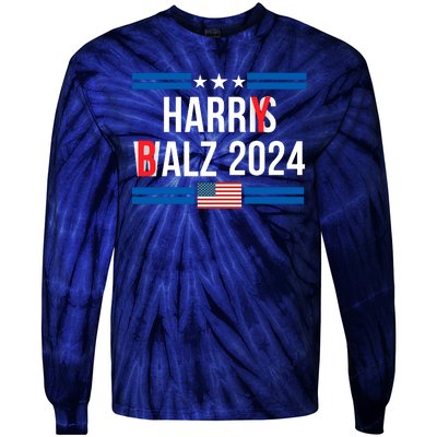 Funny Harris Walz 24 Harry Balz 2024 Meme Democratics Vote Tie-Dye Long Sleeve Shirt