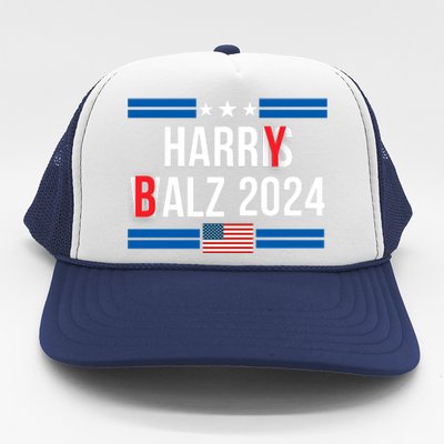 Funny Harris Walz 24 Harry Balz 2024 Meme Democratics Vote Trucker Hat