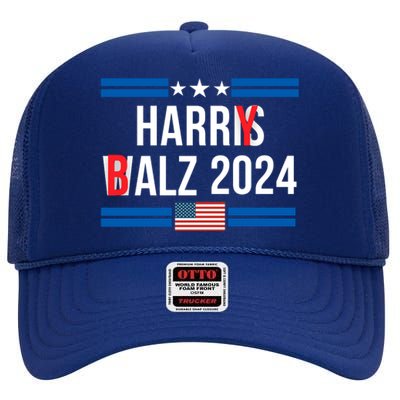 Funny Harris Walz 24 Harry Balz 2024 Meme Democratics Vote High Crown Mesh Back Trucker Hat