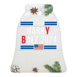 Funny Harris Walz 24 Harry Balz 2024 Meme Democratics Vote Ceramic Bell Ornament