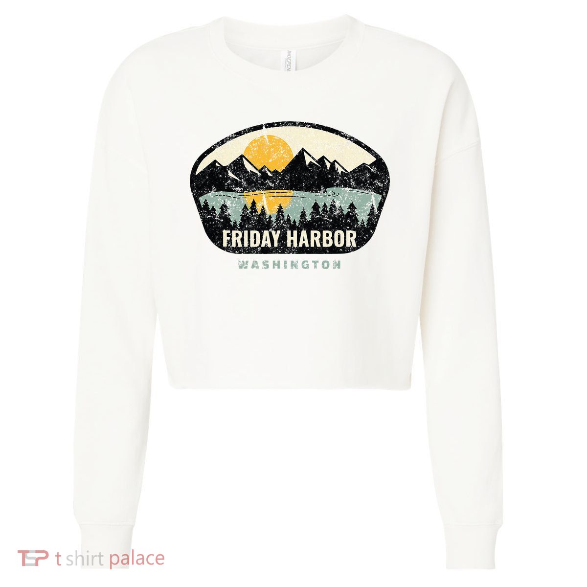 Friday Harbor Washington Outdoors San Juan Vacation Cropped Pullover Crew