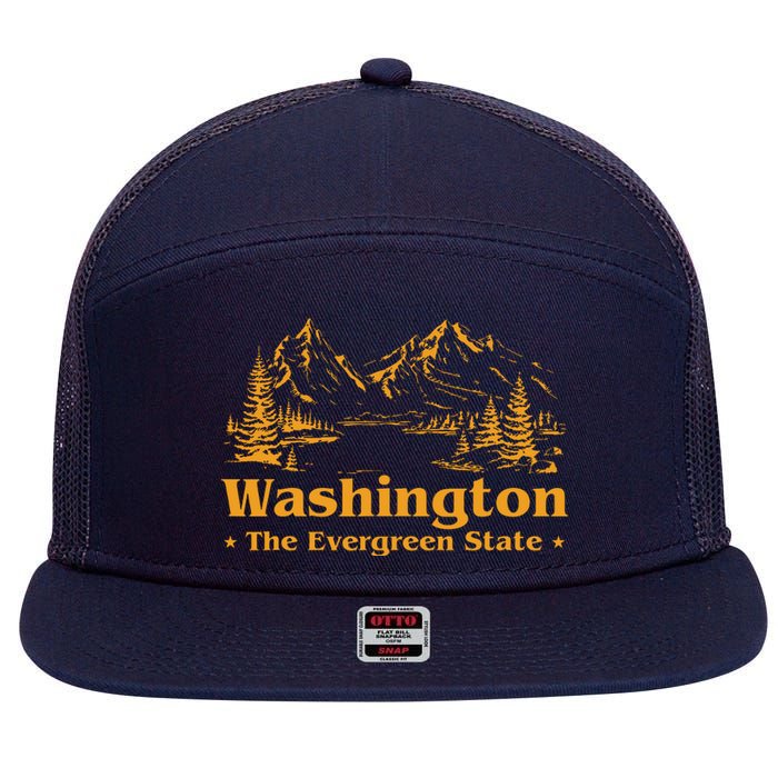 Funny Home Washington The Evergreen State 7 Panel Mesh Trucker Snapback Hat