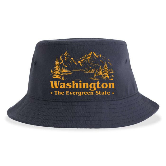 Funny Home Washington The Evergreen State Sustainable Bucket Hat