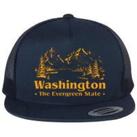 Funny Home Washington The Evergreen State Flat Bill Trucker Hat