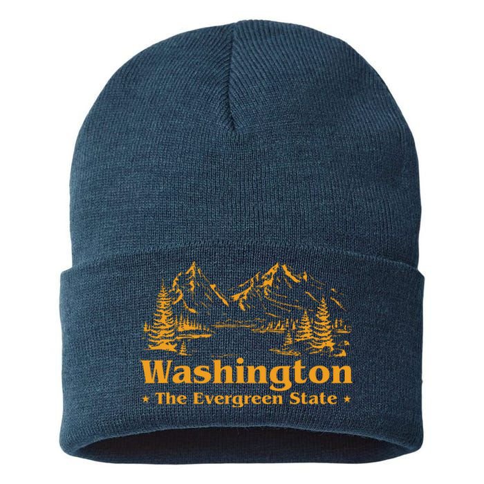 Funny Home Washington The Evergreen State Sustainable Knit Beanie