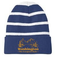 Funny Home Washington The Evergreen State Striped Beanie with Solid Band