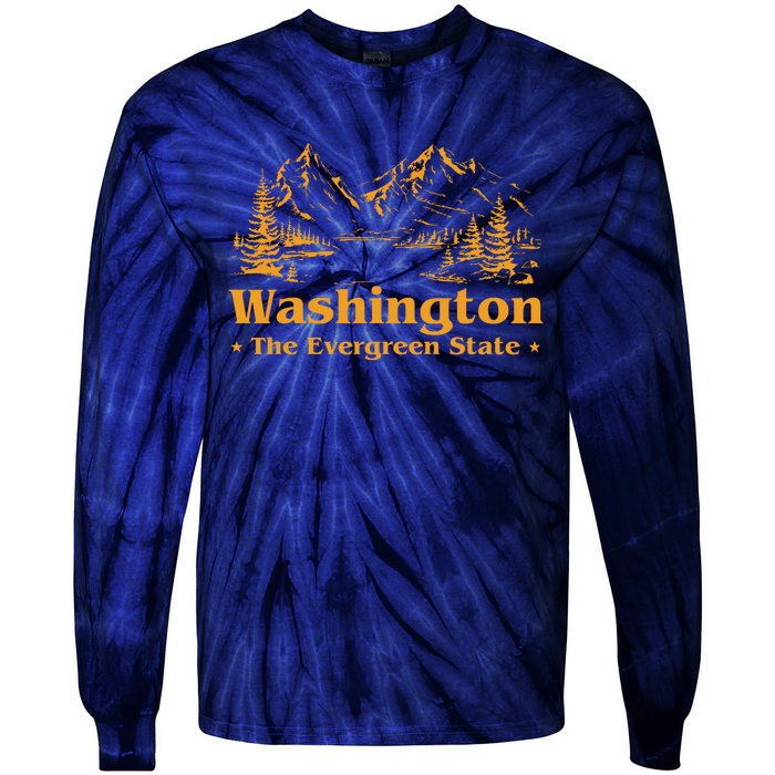 Funny Home Washington The Evergreen State Tie-Dye Long Sleeve Shirt