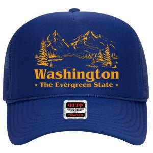 Funny Home Washington The Evergreen State High Crown Mesh Back Trucker Hat