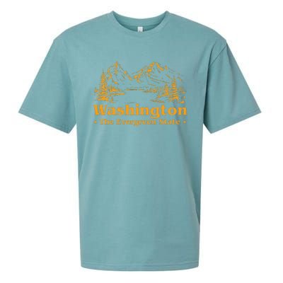 Funny Home Washington The Evergreen State Sueded Cloud Jersey T-Shirt