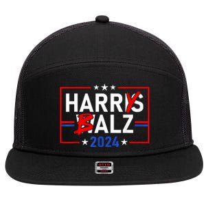 Funny Harris Walz 24 Harry Balz 2024 Meme Democratics Vote 7 Panel Mesh Trucker Snapback Hat