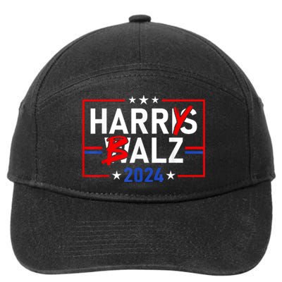 Funny Harris Walz 24 Harry Balz 2024 Meme Democratics Vote 7-Panel Snapback Hat