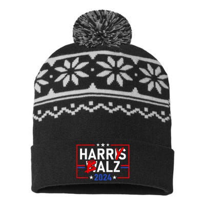 Funny Harris Walz 24 Harry Balz 2024 Meme Democratics Vote USA-Made Snowflake Beanie