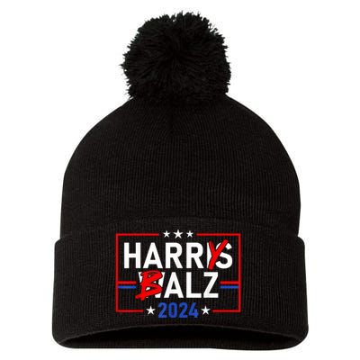 Funny Harris Walz 24 Harry Balz 2024 Meme Democratics Vote Pom Pom 12in Knit Beanie