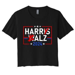 Funny Harris Walz 24 Harry Balz 2024 Meme Democratics Vote Women's Crop Top Tee