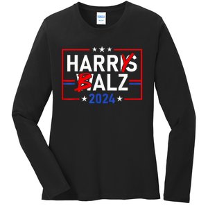 Funny Harris Walz 24 Harry Balz 2024 Meme Democratics Vote Ladies Long Sleeve Shirt