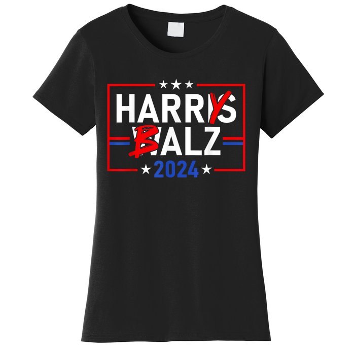 Funny Harris Walz 24 Harry Balz 2024 Meme Democratics Vote Women's T-Shirt