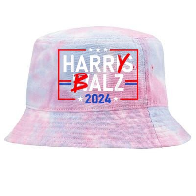 Funny Harris Walz 24 Harry Balz 2024 Meme Democratics Vote Tie-Dyed Bucket Hat