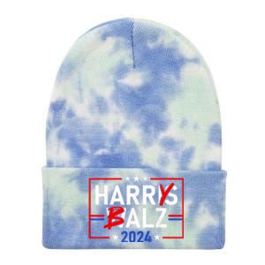 Funny Harris Walz 24 Harry Balz 2024 Meme Democratics Vote Tie Dye 12in Knit Beanie