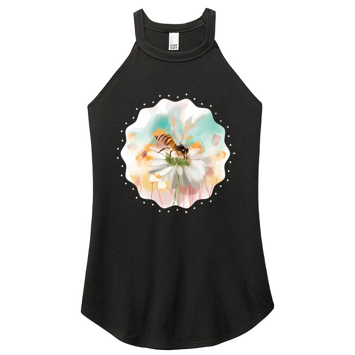 Flowers Honeybee Watercolor Women's Perfect Tri Rocker Tank