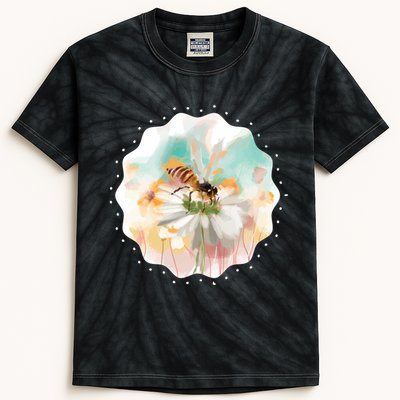 Flowers Honeybee Watercolor Kids Tie-Dye T-Shirt