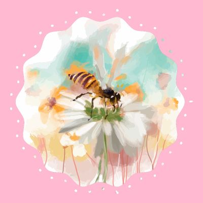 Flowers Honeybee Watercolor T-Shirt