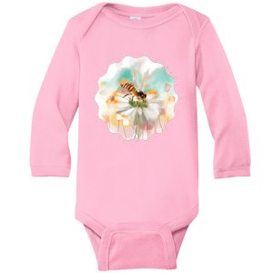 Flowers Honeybee Watercolor Baby Long Sleeve Bodysuit