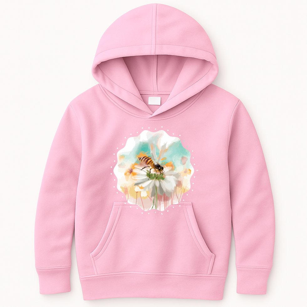 Flowers Honeybee Watercolor Kids Hoodie