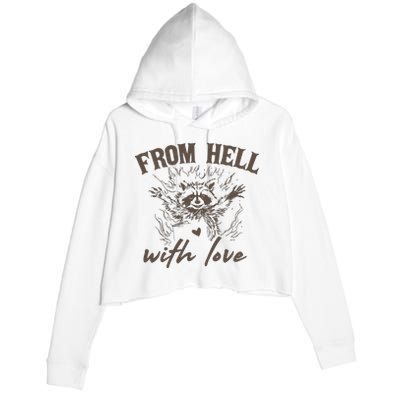 From Hell With Love 90s Retro Graphic Crop Fleece Hoodie