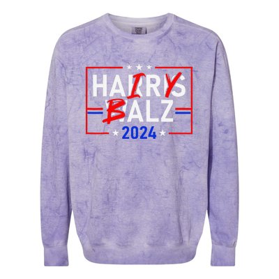 Funny Harris Walz 24 Hairy Balz 2024 Meme Democratics Vote Colorblast Crewneck Sweatshirt