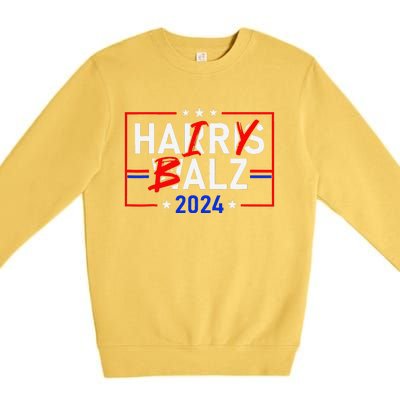 Funny Harris Walz 24 Hairy Balz 2024 Meme Democratics Vote Premium Crewneck Sweatshirt