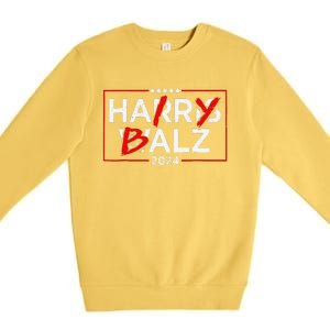 Funny Harris Walz 24 Hairy Balz 2024 Meme Democratics Vote Premium Crewneck Sweatshirt