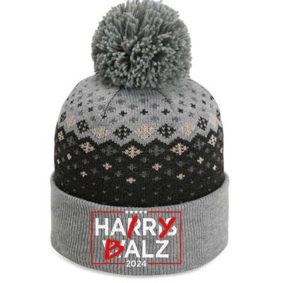 Funny Harris Walz 24 Hairy Balz 2024 Meme Democratics Vote The Baniff Cuffed Pom Beanie