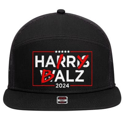 Funny Harris Walz 24 Hairy Balz 2024 Meme Democratics Vote 7 Panel Mesh Trucker Snapback Hat