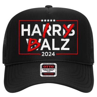 Funny Harris Walz 24 Hairy Balz 2024 Meme Democratics Vote High Crown Mesh Back Trucker Hat