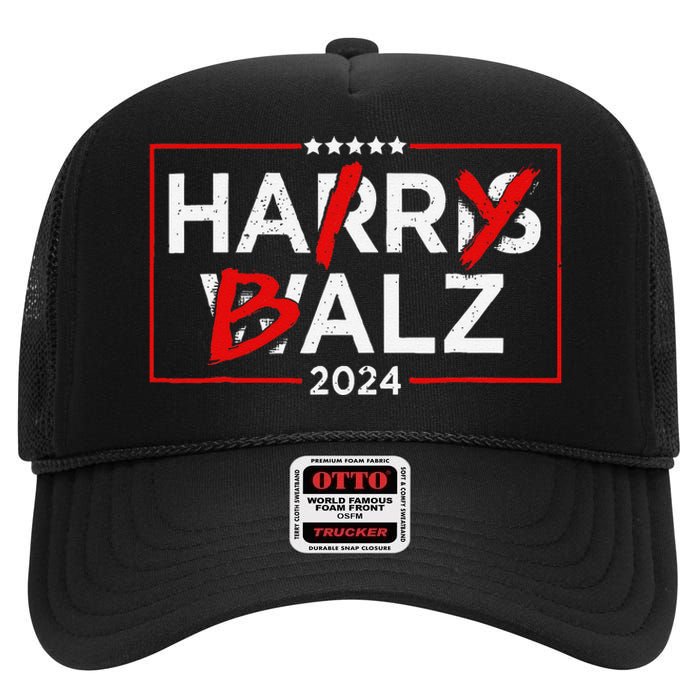 Funny Harris Walz 24 Hairy Balz 2024 Meme Democratics Vote High Crown Mesh Back Trucker Hat