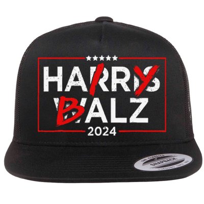 Funny Harris Walz 24 Hairy Balz 2024 Meme Democratics Vote Flat Bill Trucker Hat