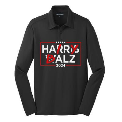 Funny Harris Walz 24 Hairy Balz 2024 Meme Democratics Vote Silk Touch Performance Long Sleeve Polo