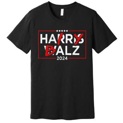 Funny Harris Walz 24 Hairy Balz 2024 Meme Democratics Vote Premium T-Shirt