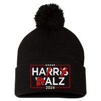 Funny Harris Walz 24 Hairy Balz 2024 Meme Democratics Vote Pom Pom 12in Knit Beanie